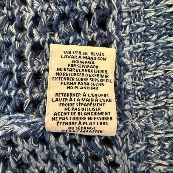 Ruby Rd Blue with silver metallic Short-Sleeve Cardigan knit size small women’s - Picture 6 of 15